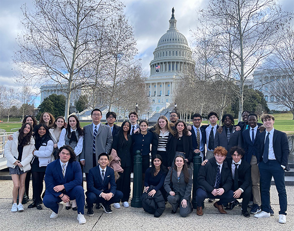 Choate students outside the Capitol, January 2024